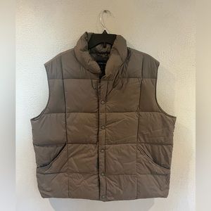Lands' End Down Puffer Vest Sz XL 46-48 Loden Green Pockets Snap Quilted Outdoor